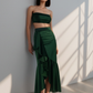Emerald Ruffle Velvet Skirt