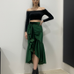 Emerald Ruffle Velvet Skirt