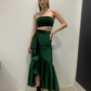 Emerald Ruffle Velvet Skirt