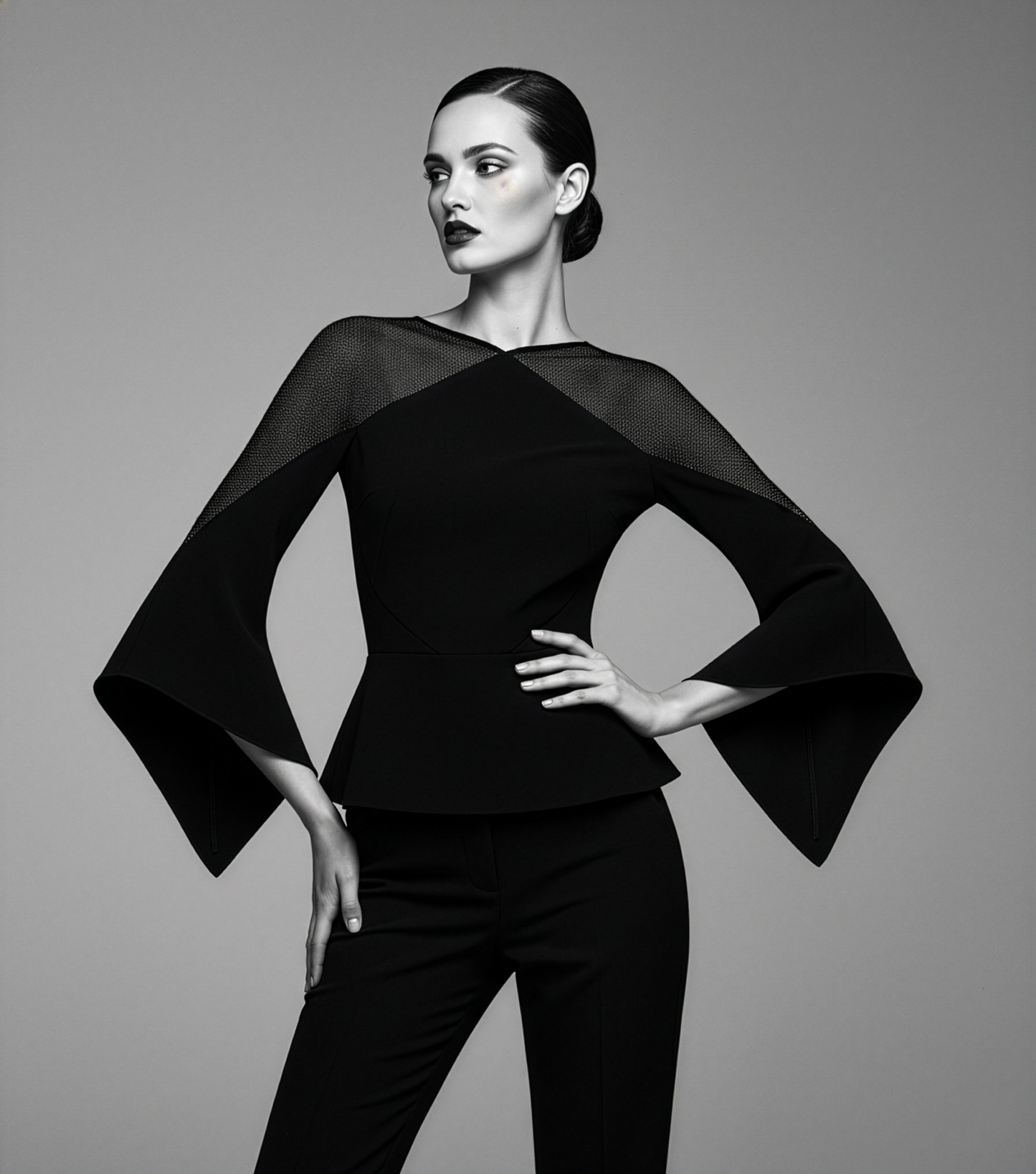 Black Sheer Cape Top