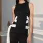 Black White Side Tie Top