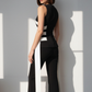 Black White Side Tie Top