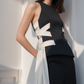 Black White Side Tie Top