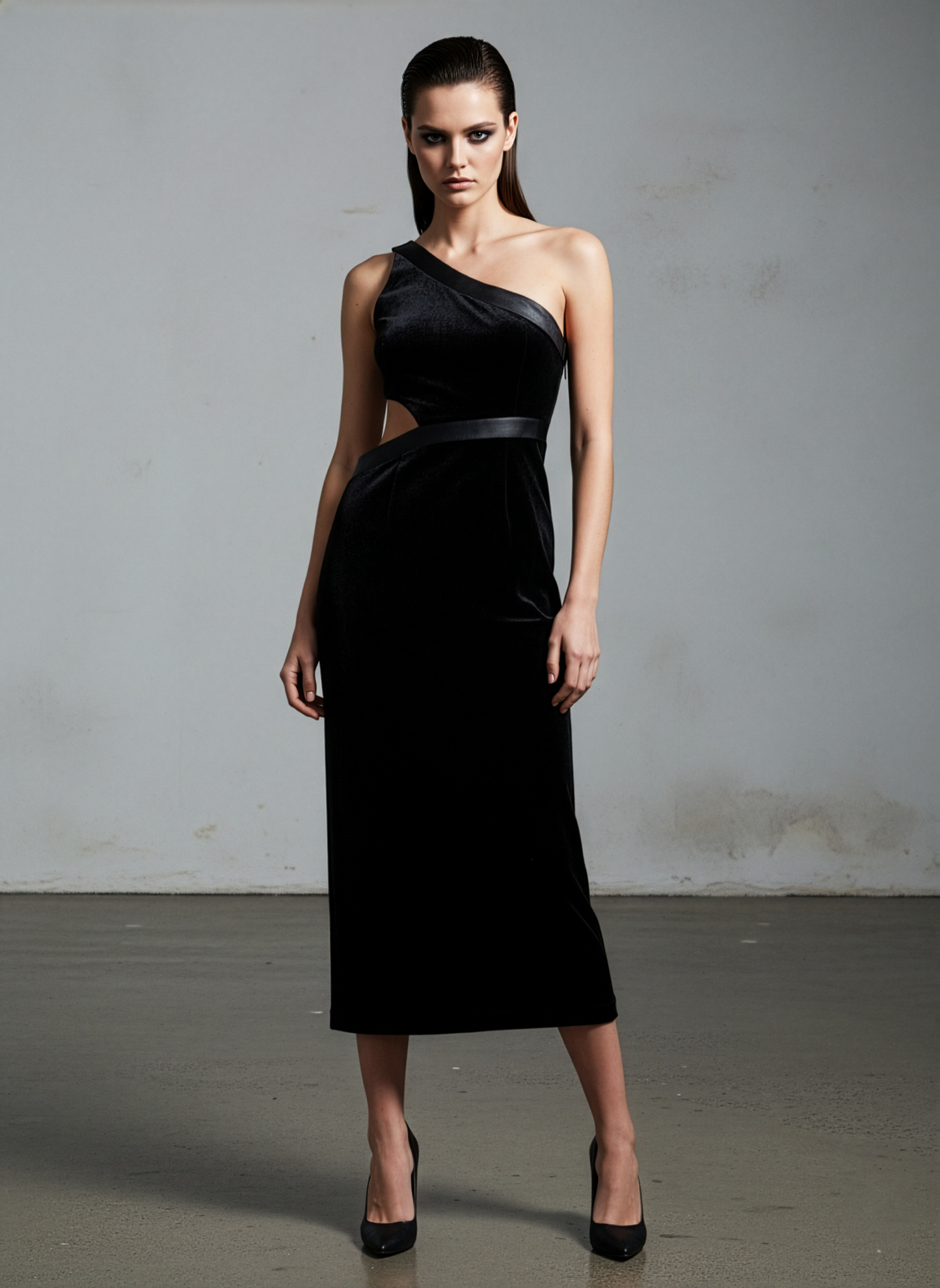CutOut One Black Velvet Dress