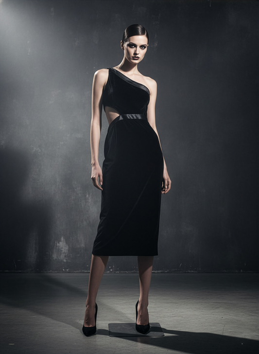 CutOut One Black Velvet Dress