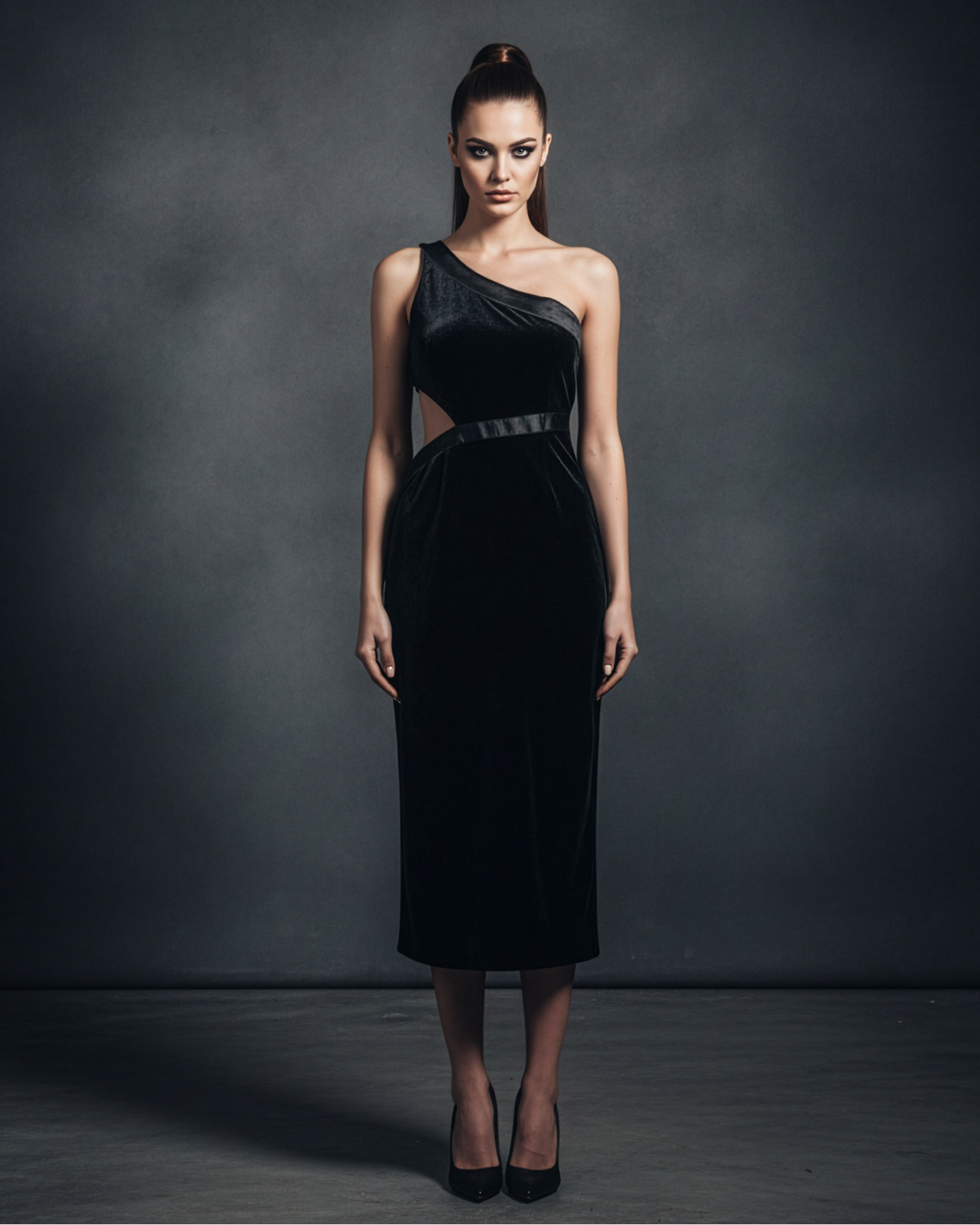 CutOut One Black Velvet Dress
