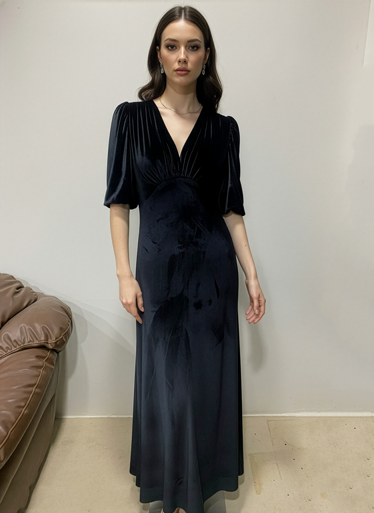 Vintage Sleeve Black Velvet Dress