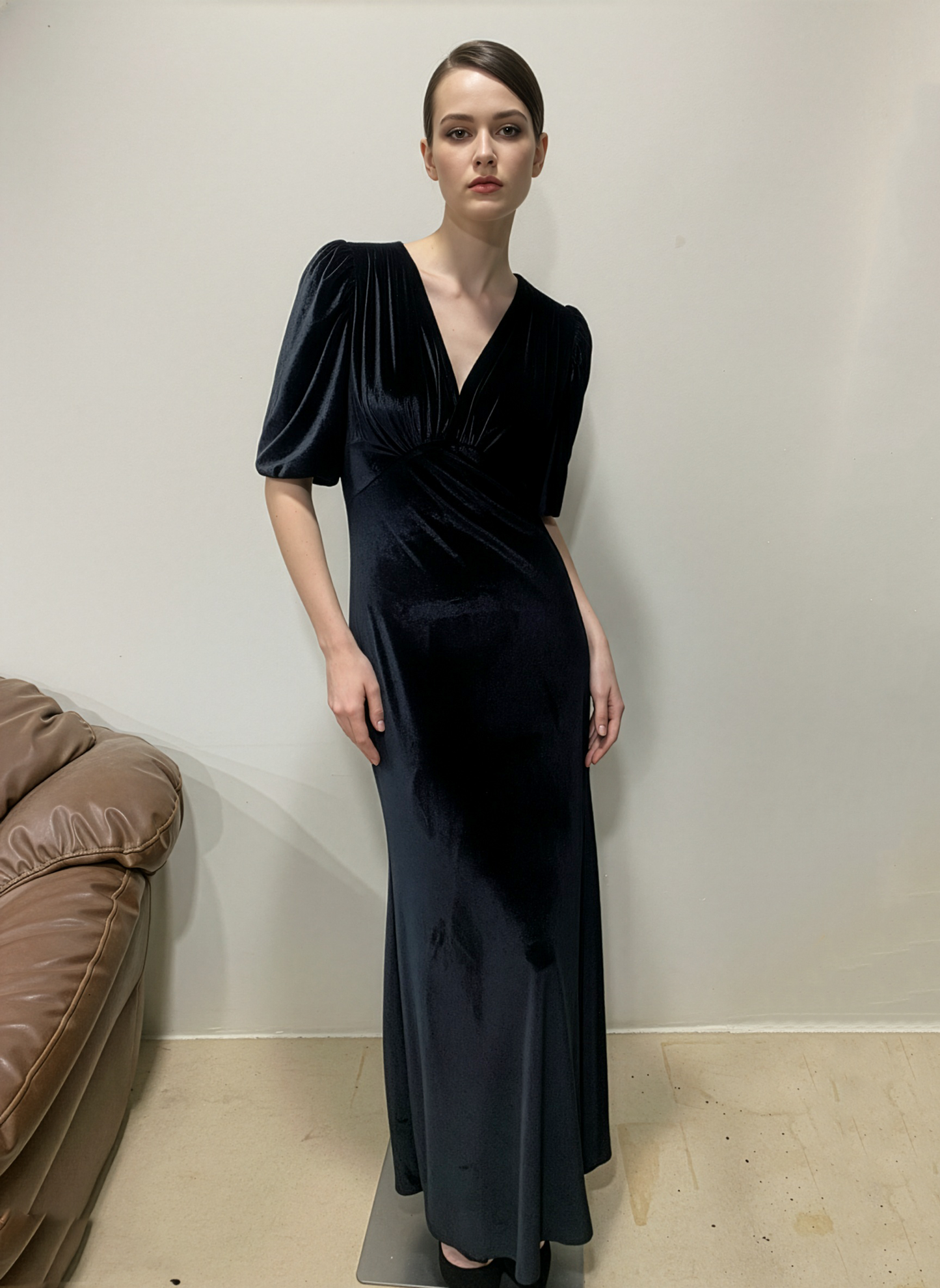 Vintage Sleeve Black Velvet Dress