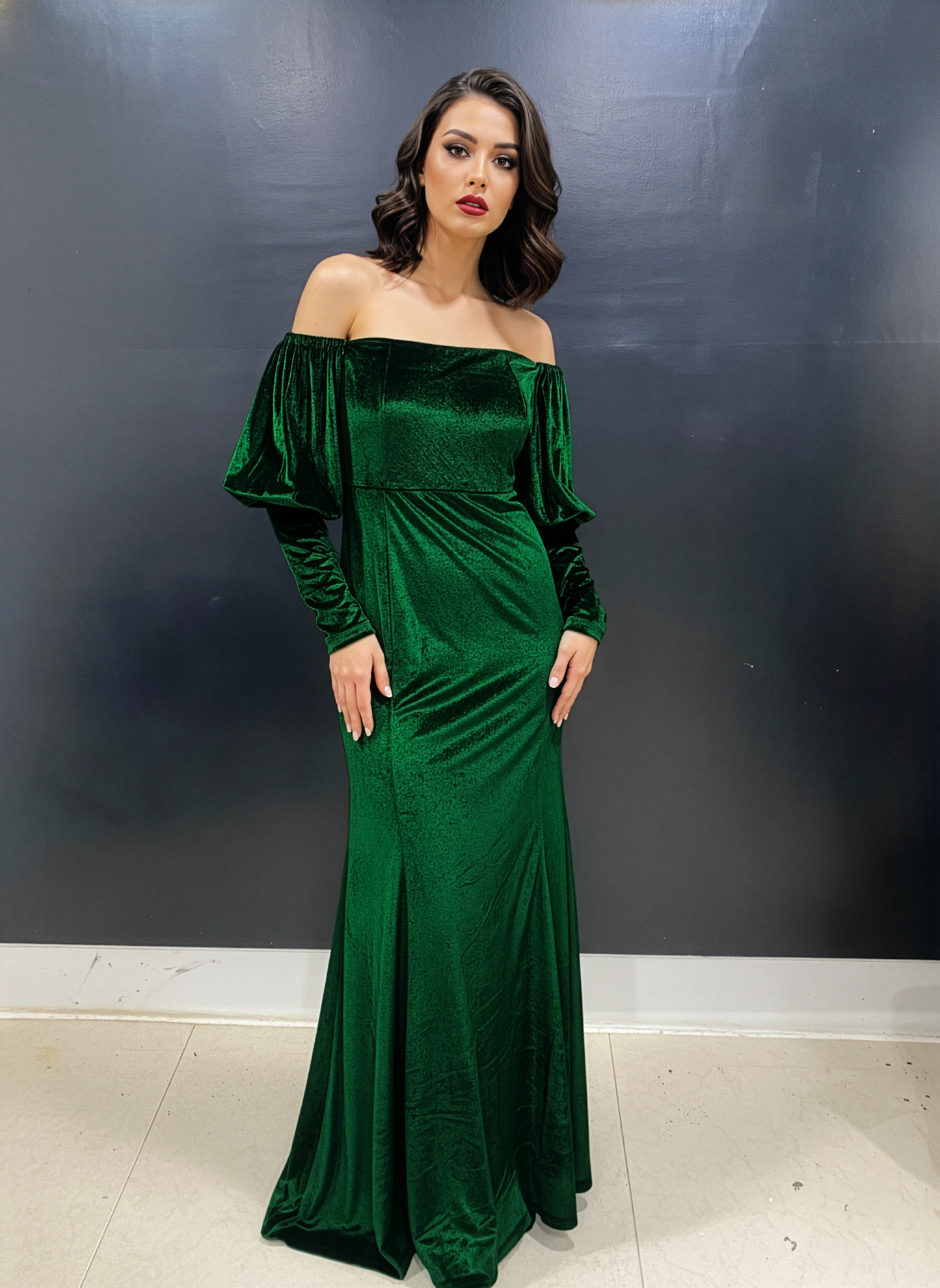 Vintage Retro Emerald Velvet Dress