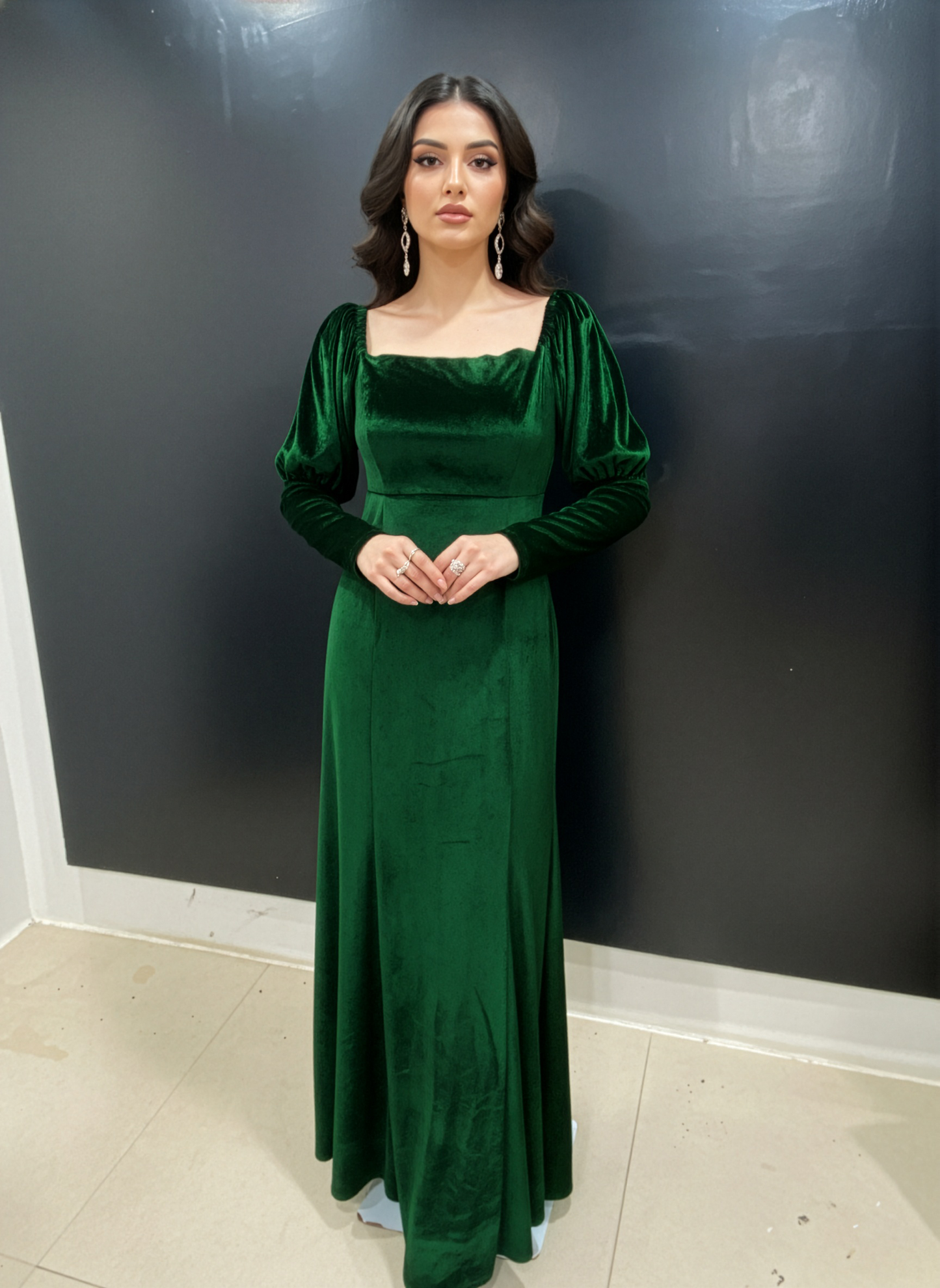 Vintage Retro Emerald Velvet Dress