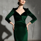 Emerald Vintage Neck Velvet Dress