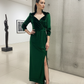 Emerald Vintage Neck Velvet Dress