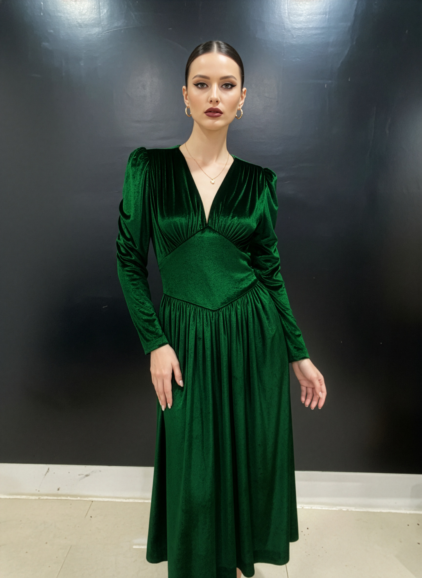 Emerald Vintage Wrap Dress