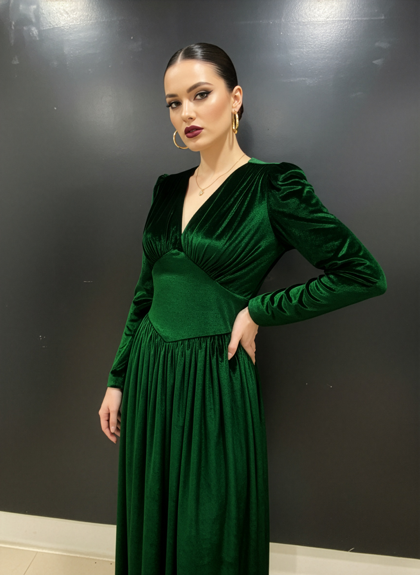 Emerald Vintage Wrap Dress