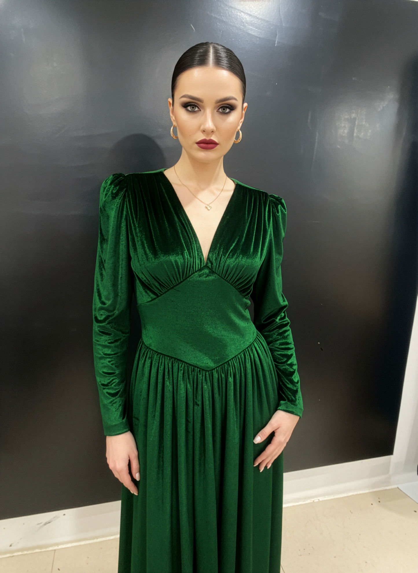 Emerald Vintage Wrap Dress