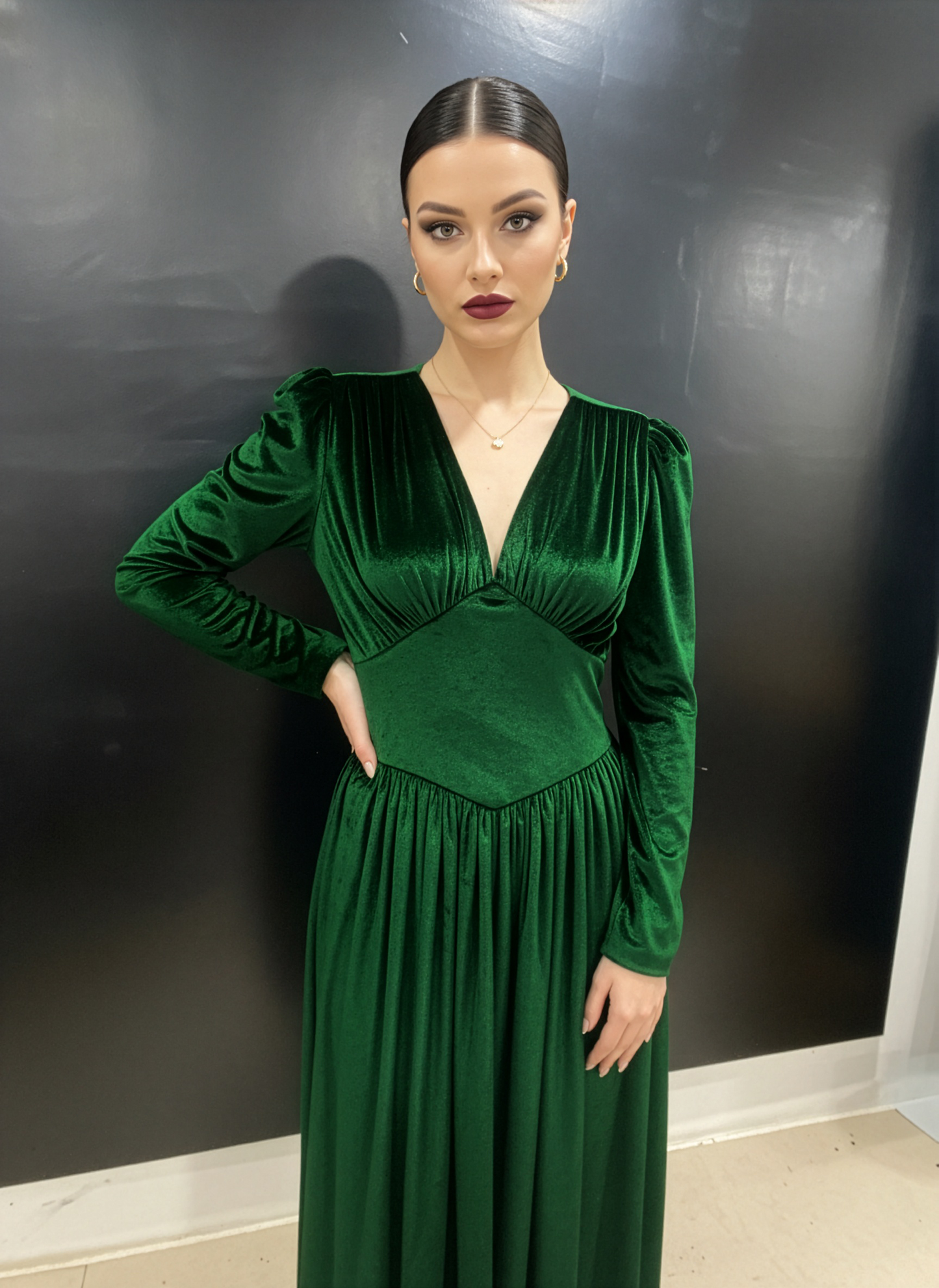 Emerald Vintage Wrap Dress