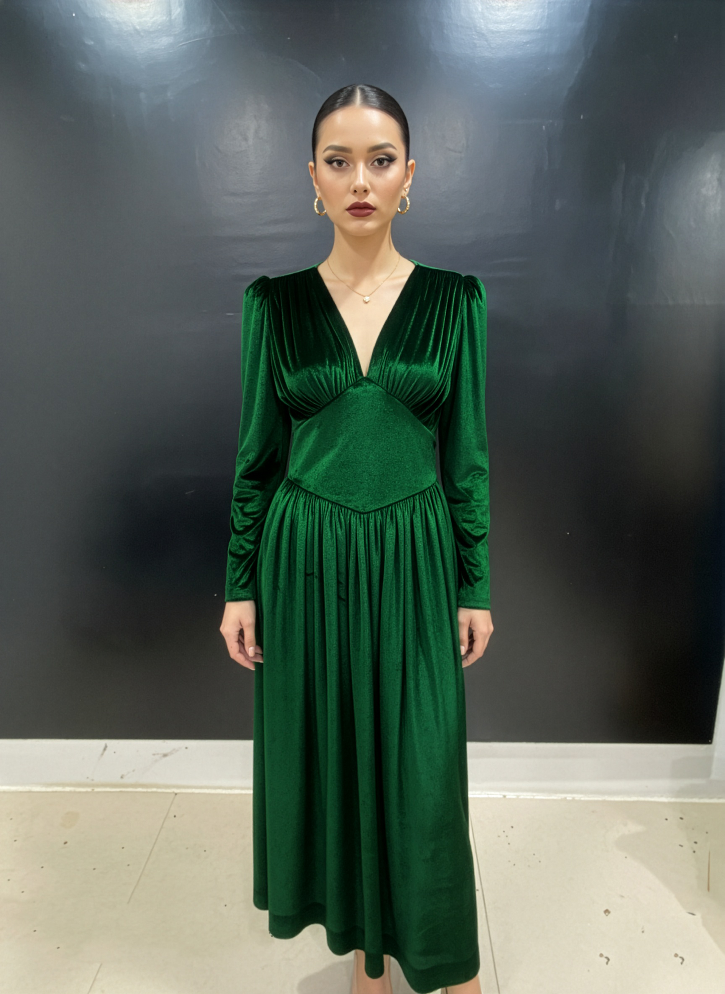 Emerald Vintage Wrap Dress