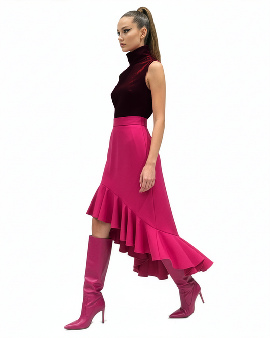 Fuscia Ruffle Skirt