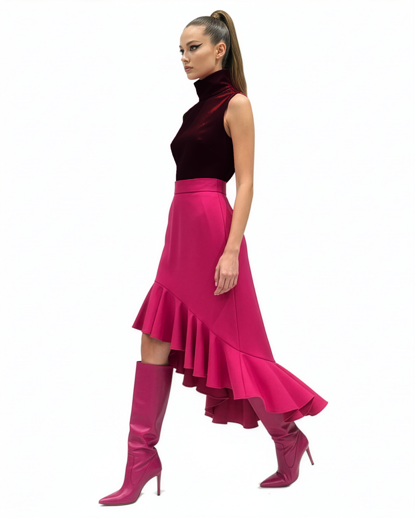 Fuscia Ruffle Skirt