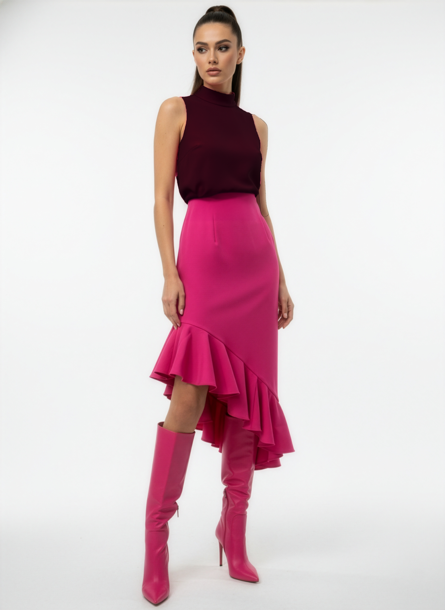 Fuscia Ruffle Skirt
