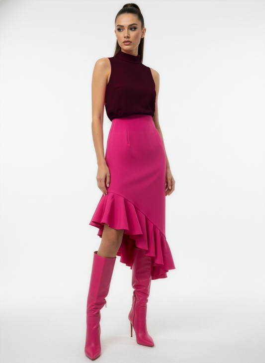 Fuscia Ruffle Skirt