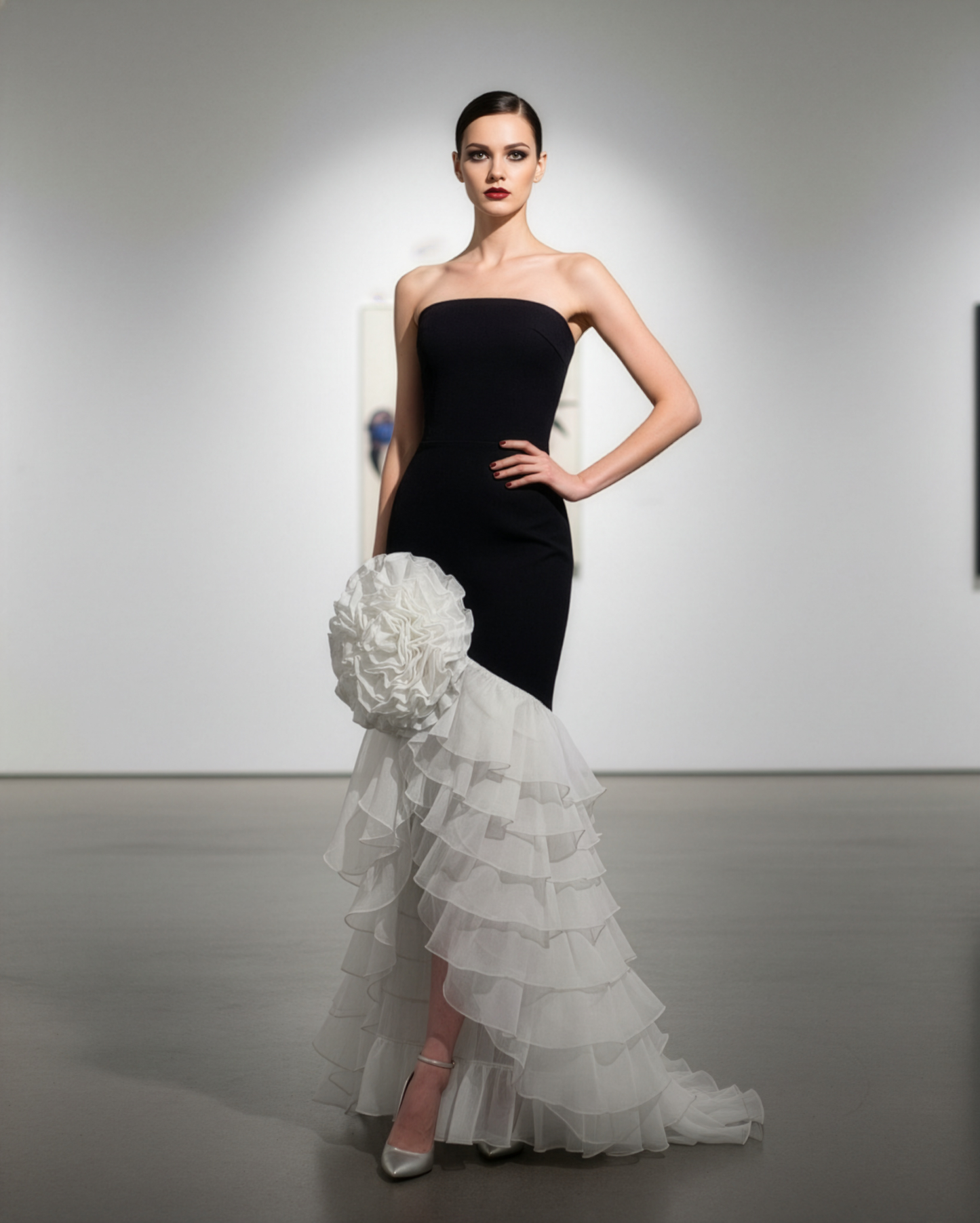 LUXE Rose Ruffle Fishtail Gown