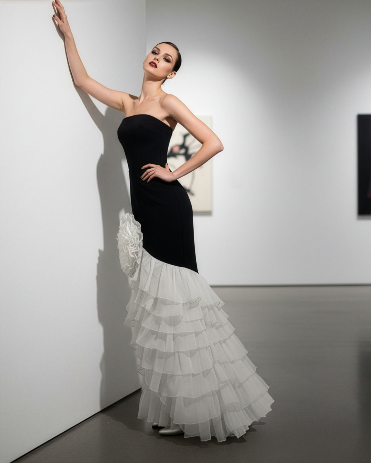 LUXE Rose Ruffle Fishtail Gown