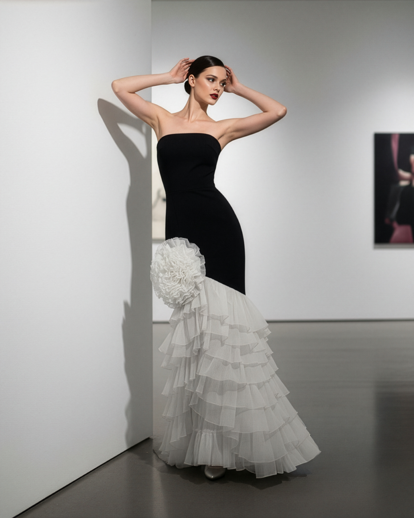 LUXE Rose Ruffle Fishtail Gown