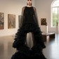 LUXE Tulle Ruffle Drama Black Gown