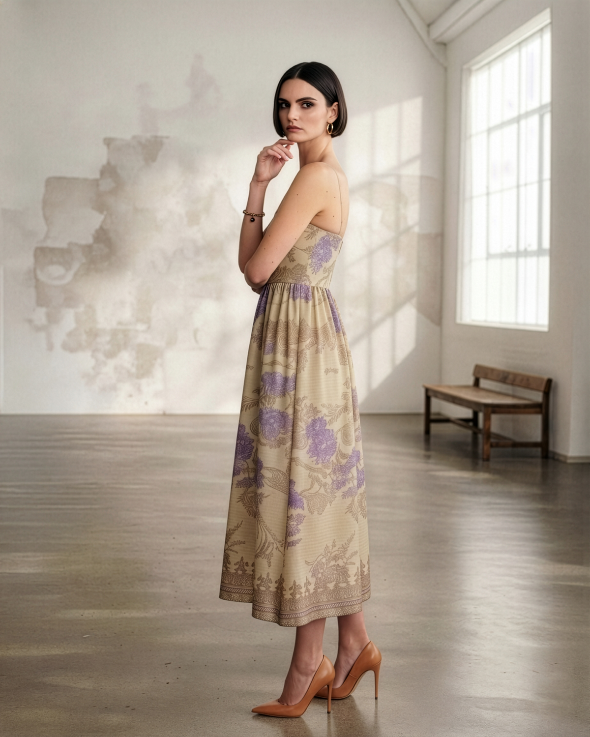 Vintage Cream Wisteria Dress