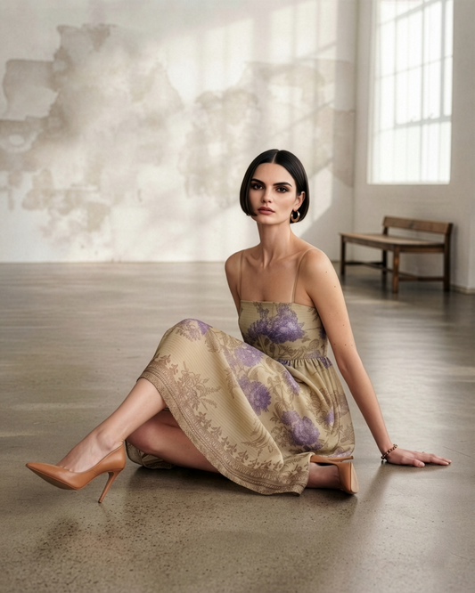Vintage Cream Wisteria Dress