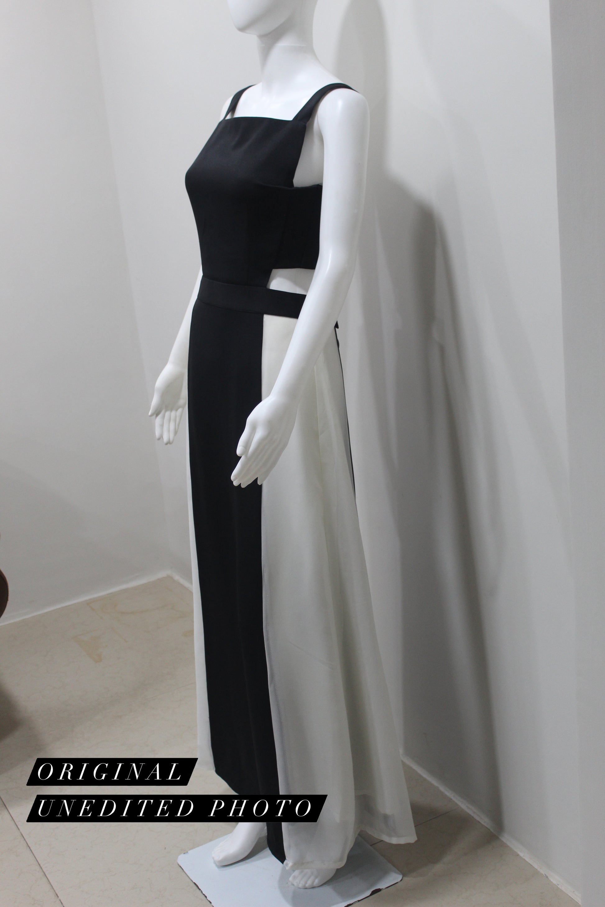 LUXE Black White Panel Cut-Out Gown Svelte Couture LUXE Black White Panel Cut-Out Gown Svelte Couture