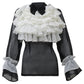 Black White Ruffle Drama Top