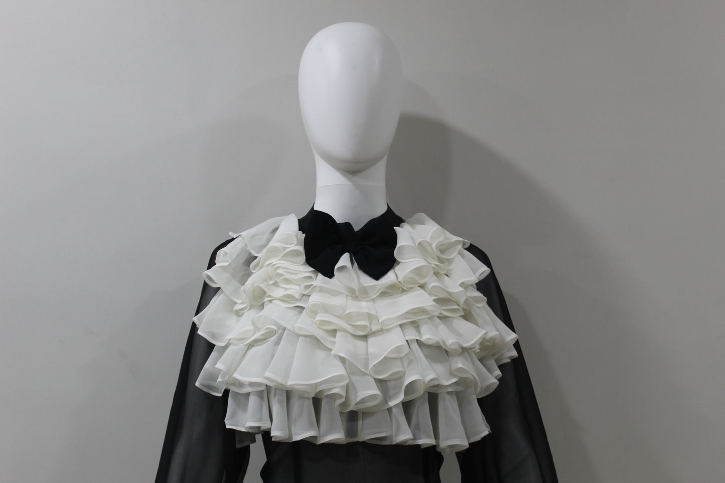 Black White Ruffle Drama Top