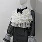 Black White Ruffle Drama Top