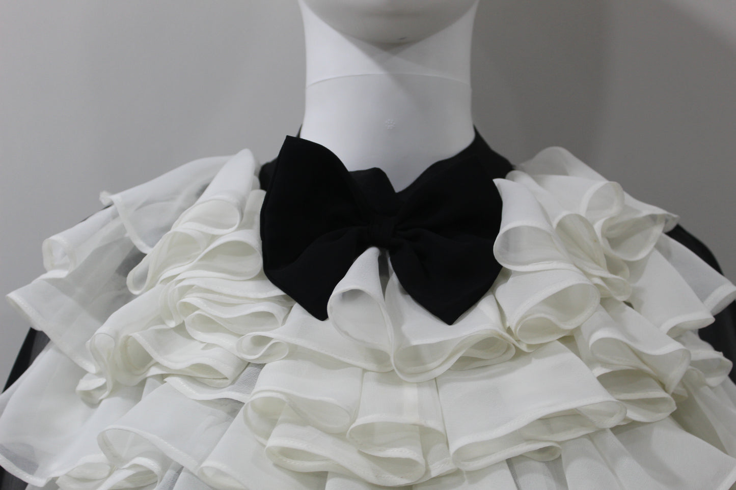 Black White Ruffle Drama Top