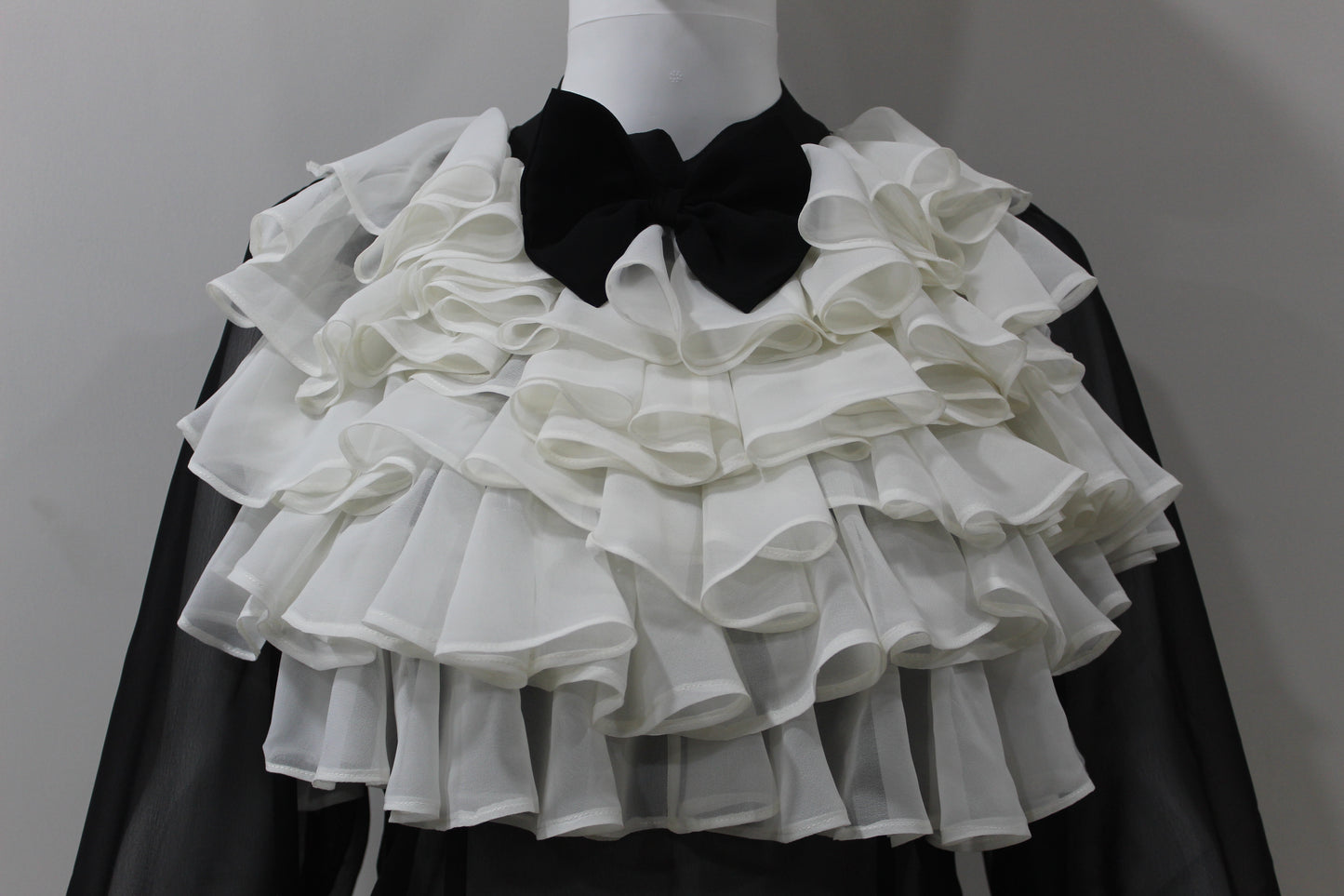 Black White Ruffle Drama Top