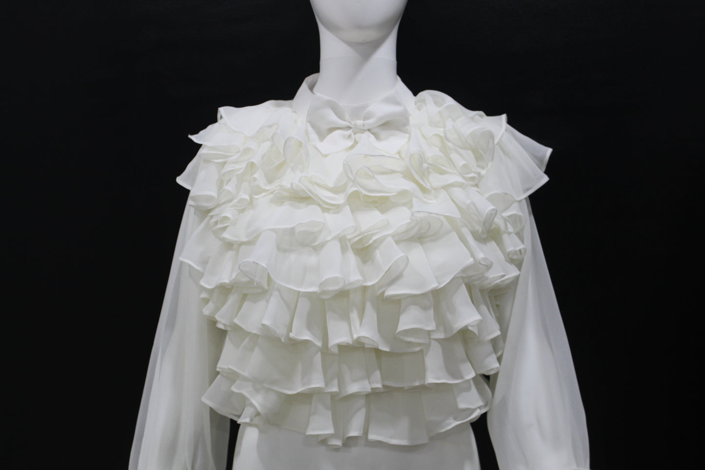 White Ruffle Drama Top