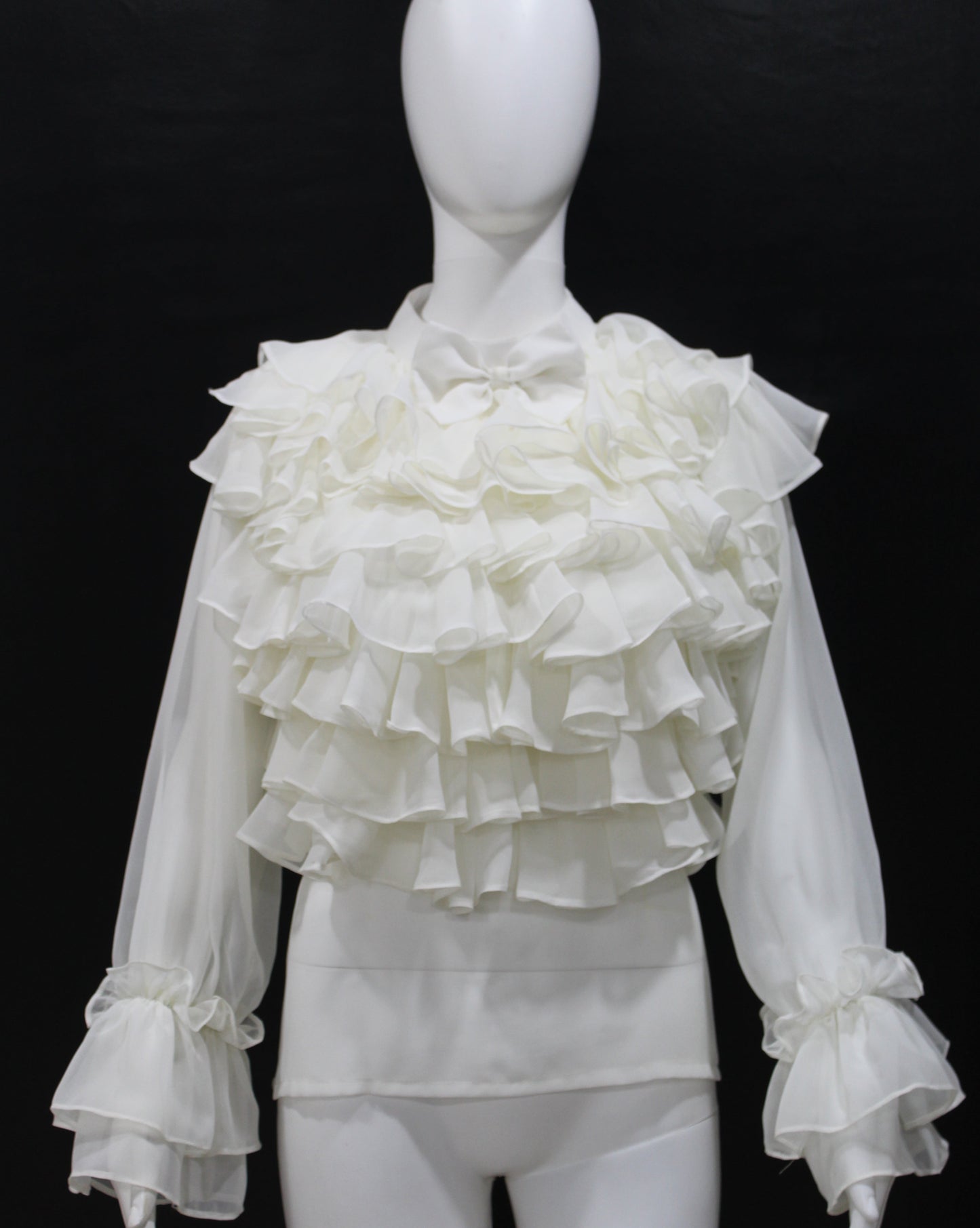 White Ruffle Drama Top