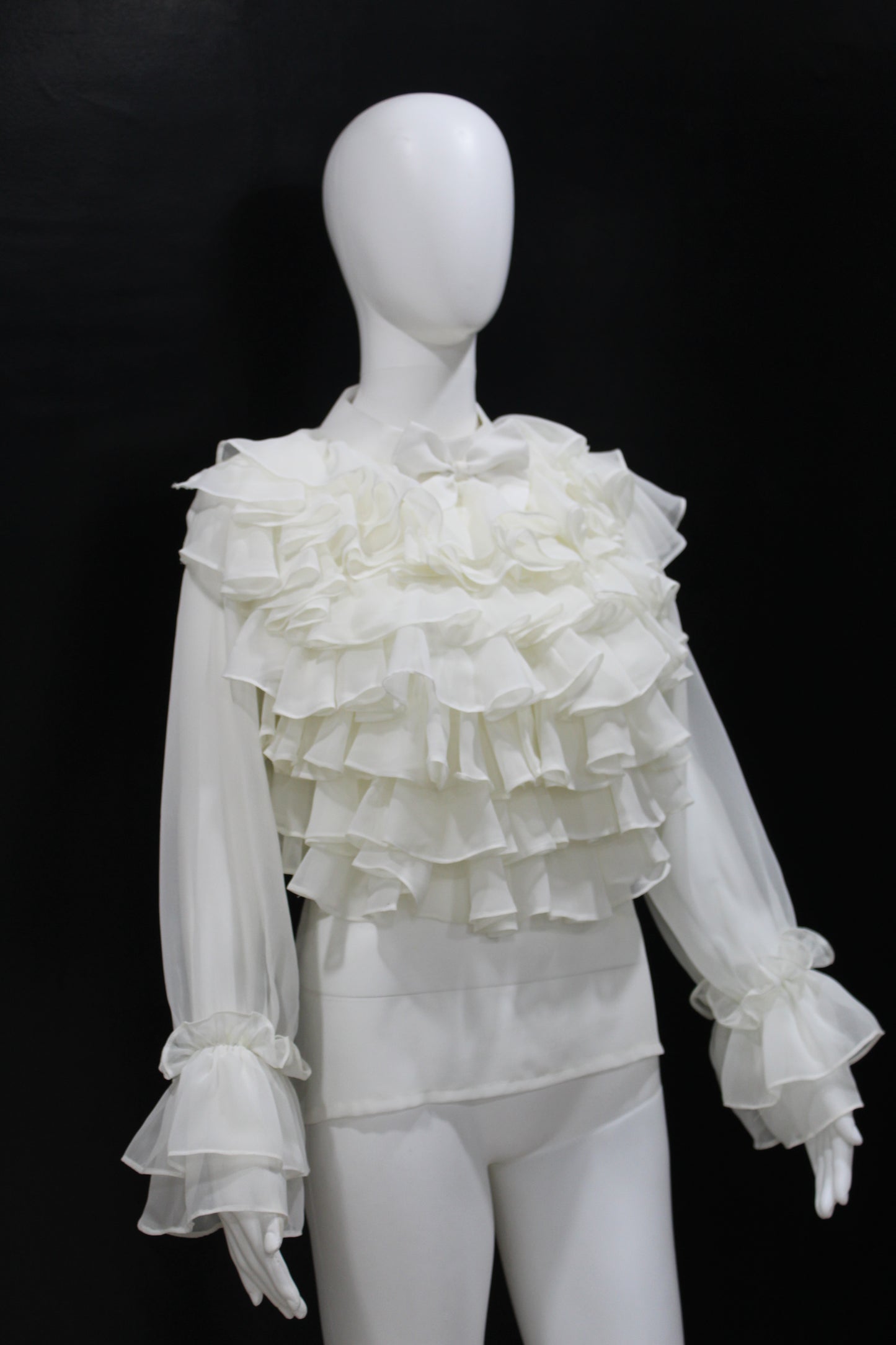 White Ruffle Drama Top
