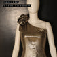 LUXE Bronze Ruffle One Shoulder Dress