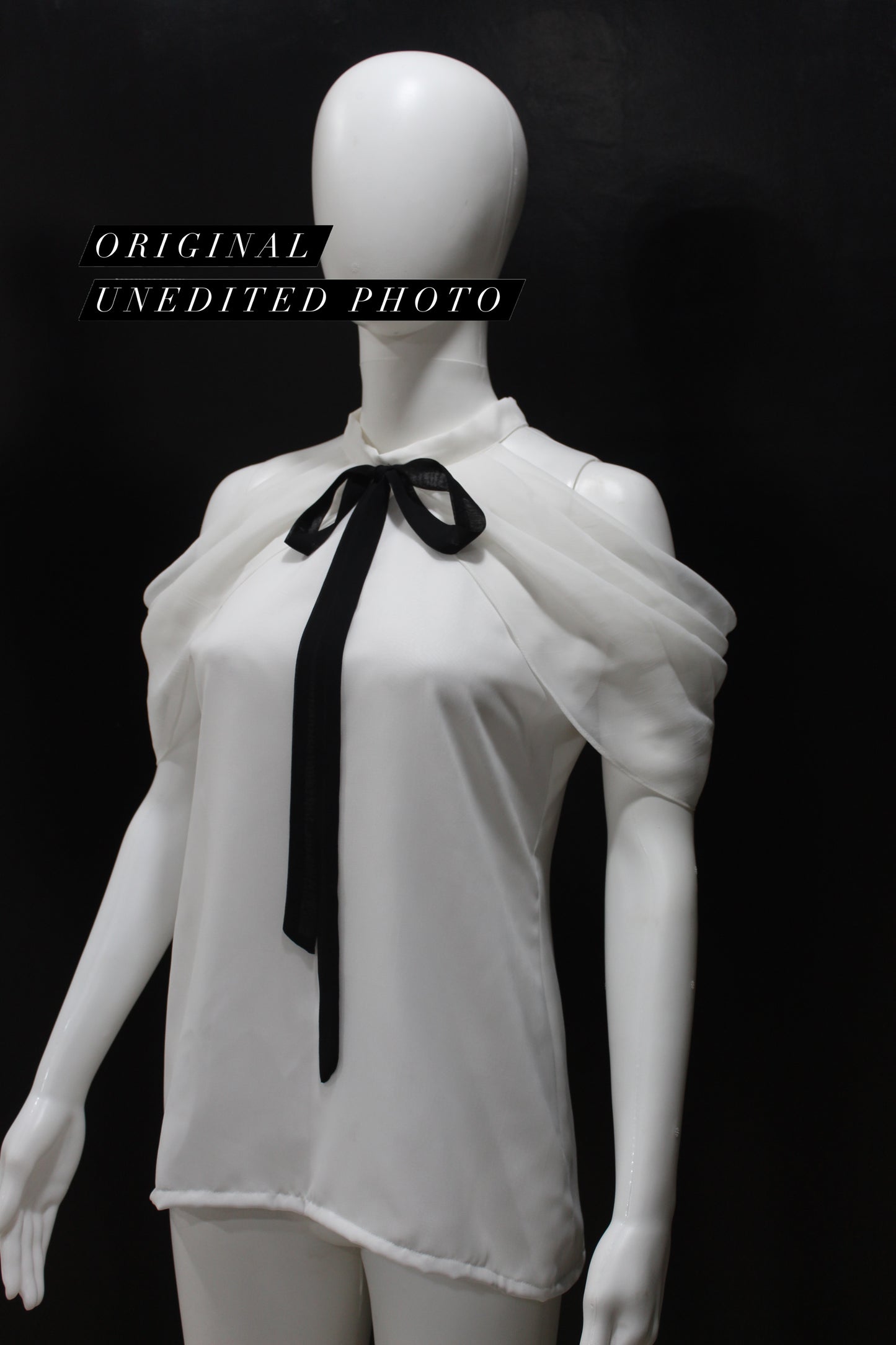 White Bow Cold Shoulder Layered Top