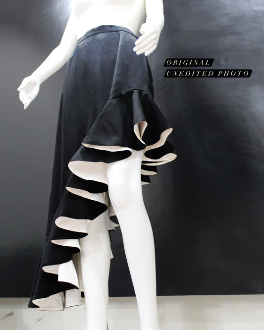 LUXE Black White Drama Skirt