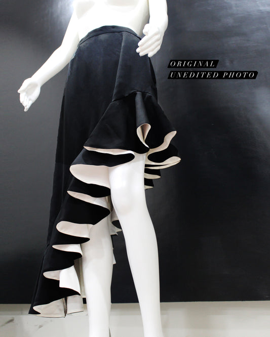 LUXE Black White Drama Skirt