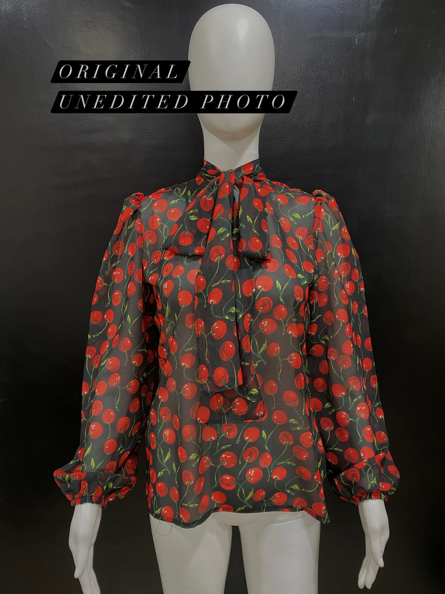 Cherry Pussy Bow Top