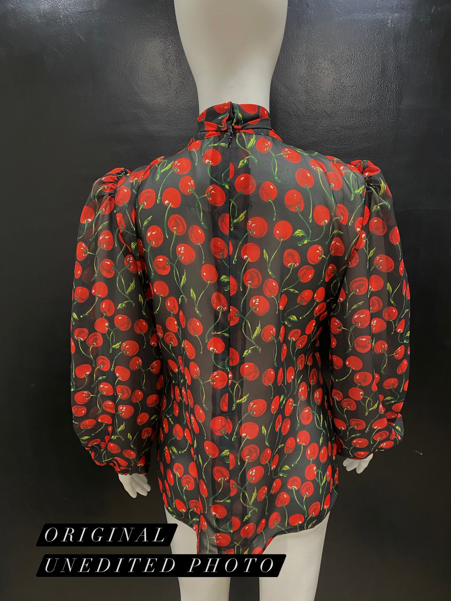 Cherry Pussy Bow Top
