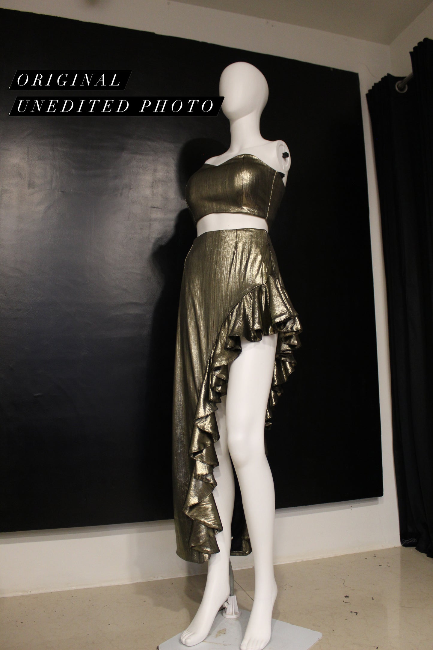 LUXE Gold Metallic Vintage Ruffle Coord
