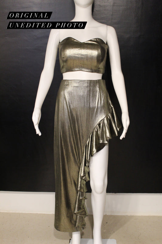 LUXE Gold Metallic Vintage Ruffle Coord