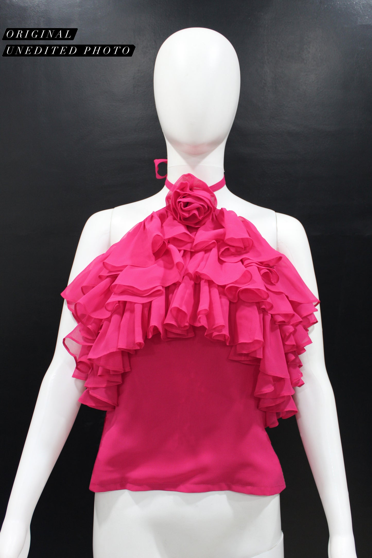 Pink Ruffle Halter Top
