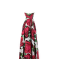 Floral dress with red roses on a white background